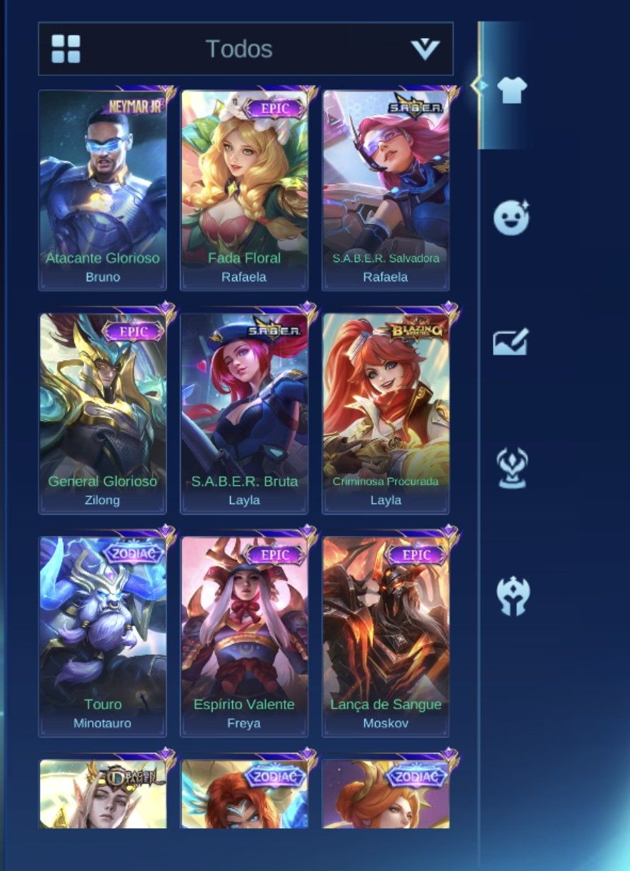 Mobile legends conta com 499 skin várias parcerias!