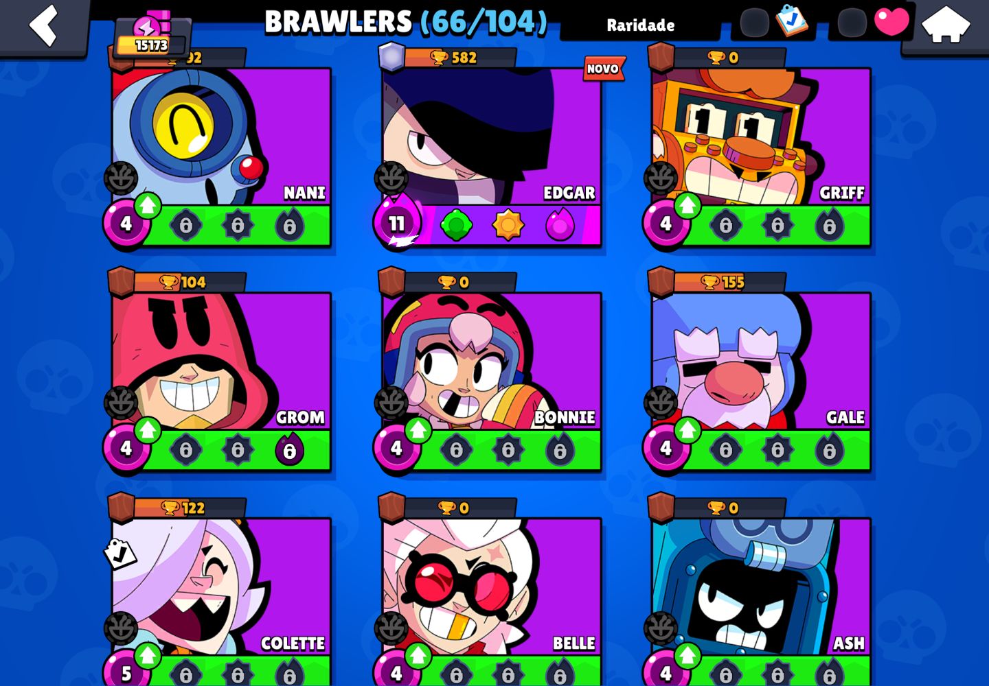 CONTA BRAWL STARS COM PASSE DA TEMPORADA 5 15K 65 SKINS