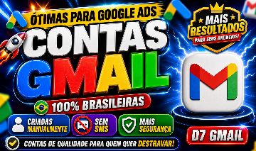 CONTAS GMAIL NOVAS, MELHOR QUALIDADE DO MERCADO! - IP BRASILEIRO | G-ADS