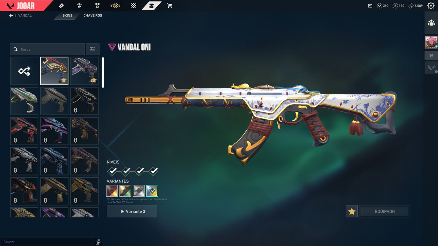 CONTA ASCENDENTE COM FACA KARAMBIT RGX E ZEROFANG, 2 VANDAL E 2 PHANTOM