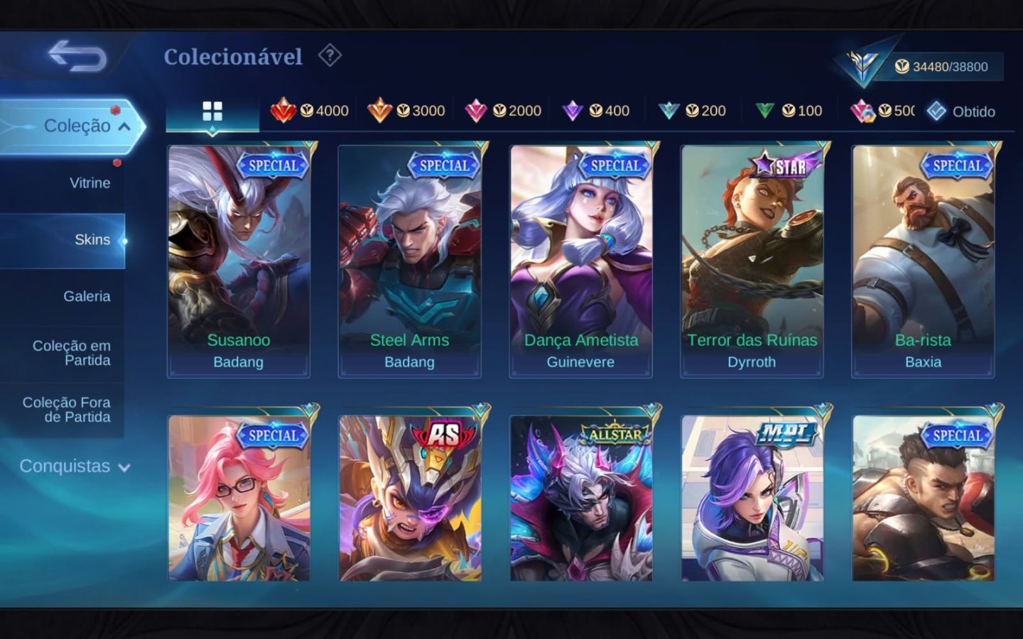 Conta Mobile Legends | 169 Skins + Gaara Naruto + Collector | Skins na descrição