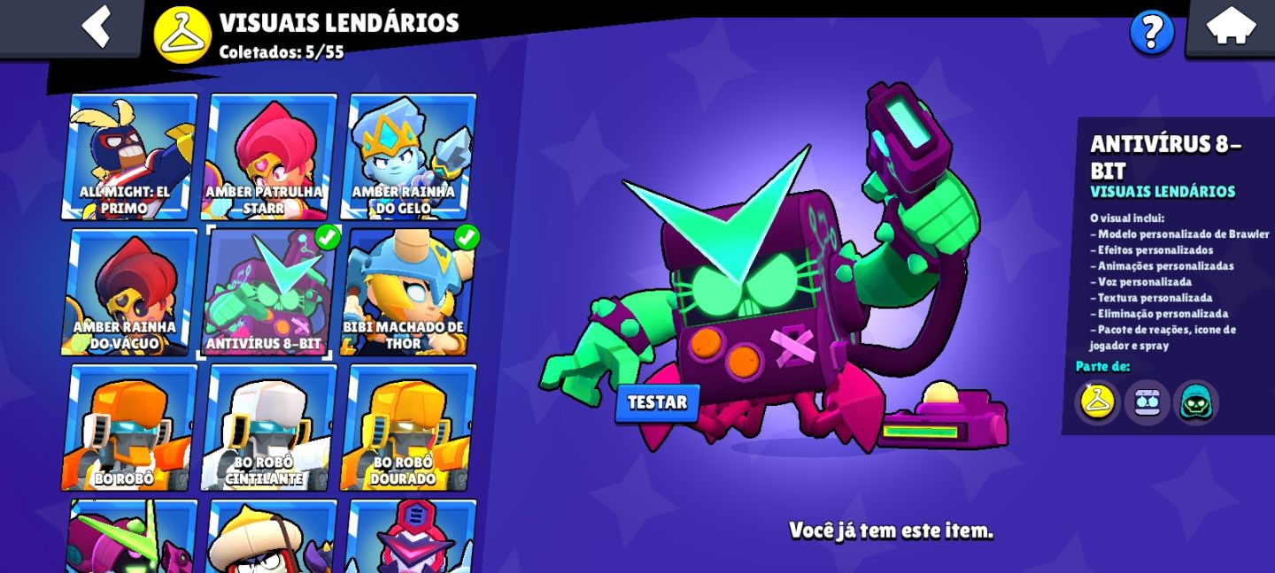 CONTA BRAWL STARS OG 2020. COLT PISTOLEIRO SHELLY CLÁSSICA. BELLE VILÃ E ETC