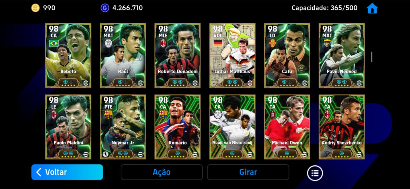 CONTA DE EFOOTBALL MOBILE COMPLETA