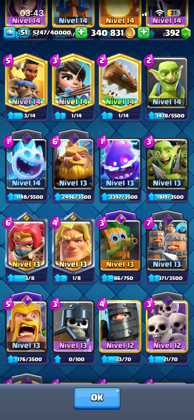Conta Clash Royale com 10k de troféus, emotes, 1k gasto na conta