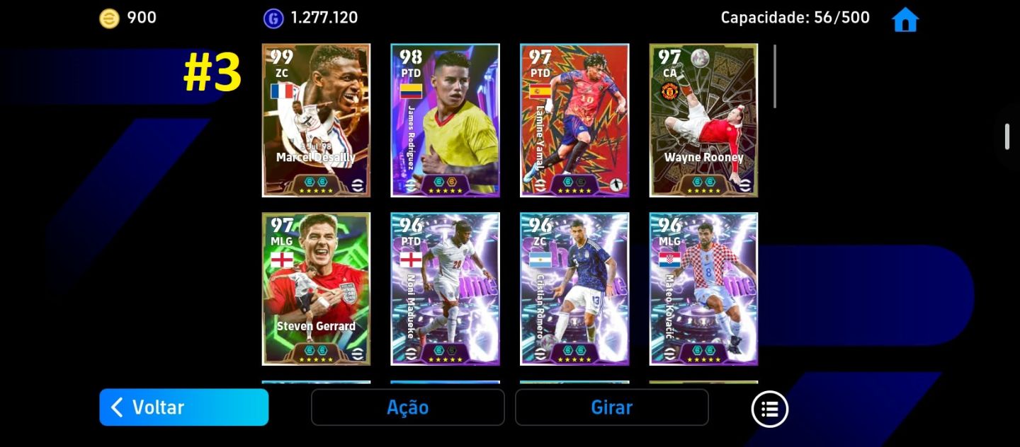 Conta Efooball Mobile Iniciante com Moedas e Varios Épicos Top