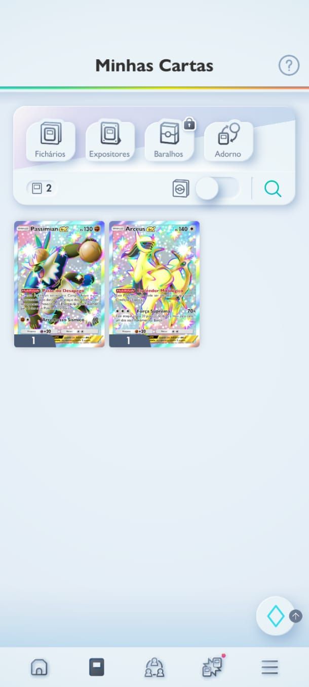 Conta Pokémon TCG - NV 19 com + de 1,3k cartas com muitas Full Art e Shinys!