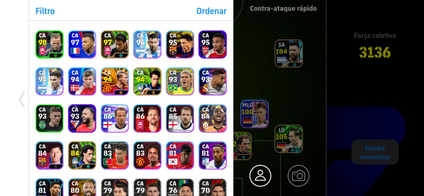 Conta Efootball força do time 3136