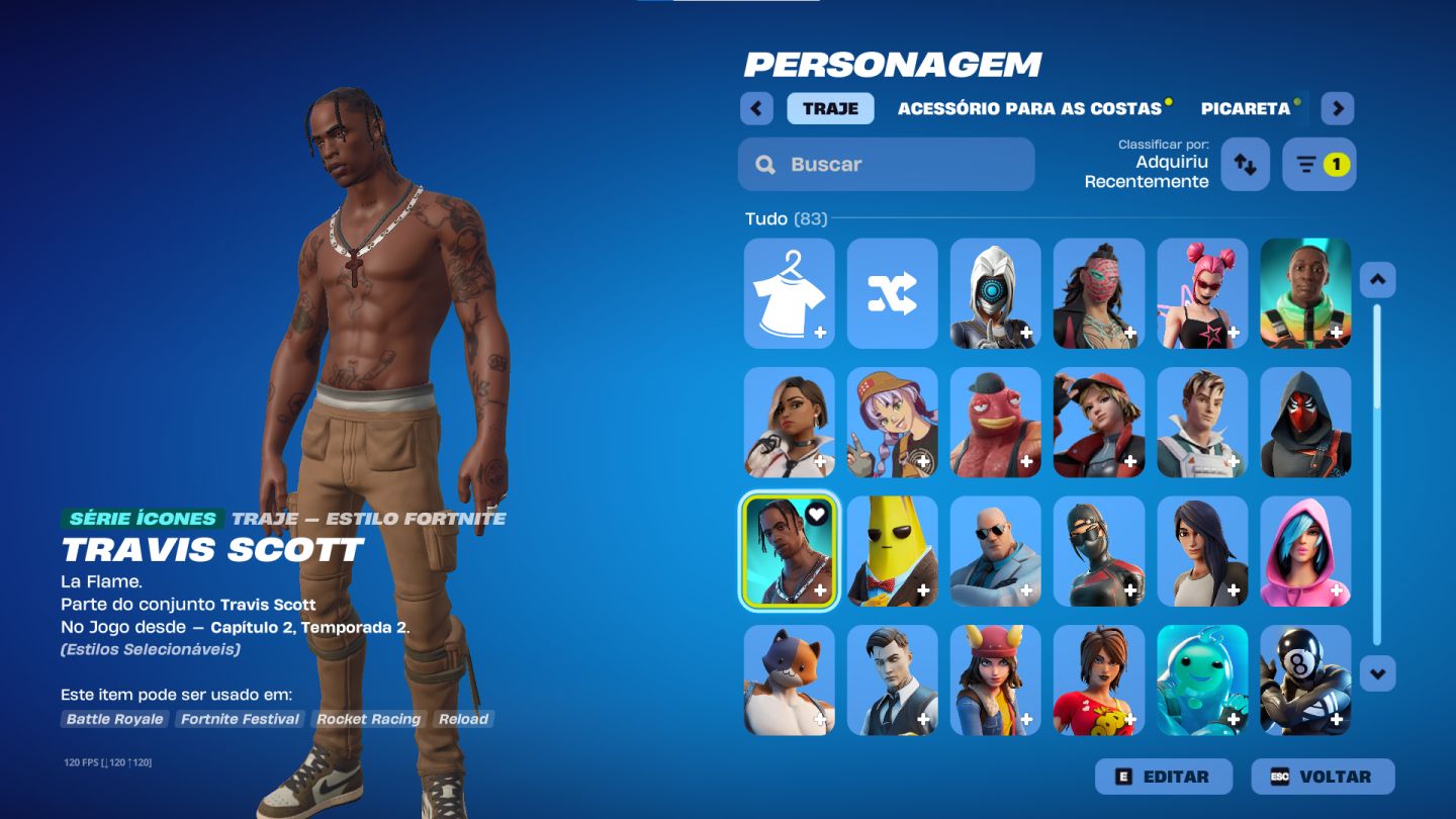 Conta FORTNITE com o TRAVIS SCOTT com os 2 Emotes Dele!