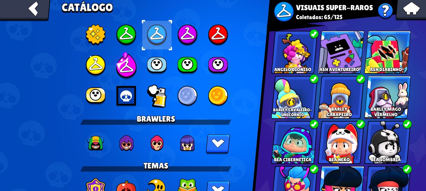 Possui todos os brawlers, mais de 265 skins, 30 brawlers full, Full acesso!!