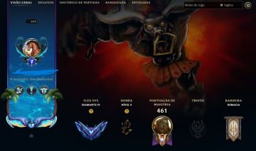 Conta lvl 204 flex: diamante e soloq: esmeralda, main top e mid