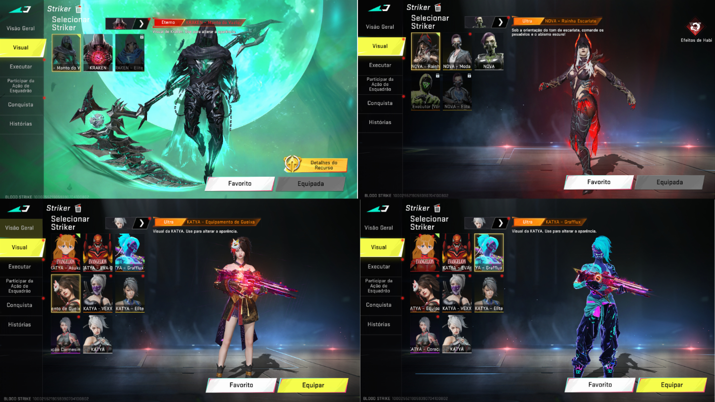 CONTA BLOOD STRIKE COM VARIAS SKINS 1 EVO 11 ETERNAS E 31 ULTRAS