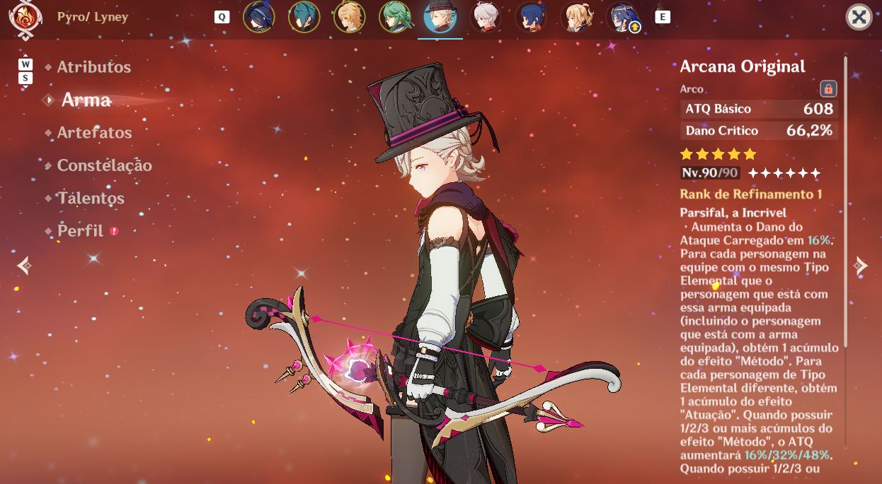 AR 52 LEYNEY + BIS / KAZUHA + CLORINDE + 5 PERSONAGENS 5 ESTRELA