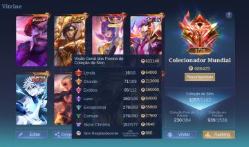 Conta mobile legends 1057 SKINS, TOP global, Skins raras, top conquistas!