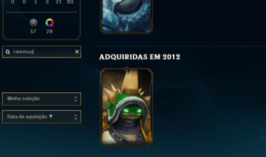 Conta lol rara, janna vitoriosa, elise vitoriosa, rammus rei