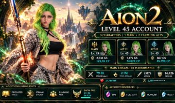 AION 2 | Conta Chanter, CP 129,1k ,GS 1543, Elyos - Serve Ariel - 2 alts