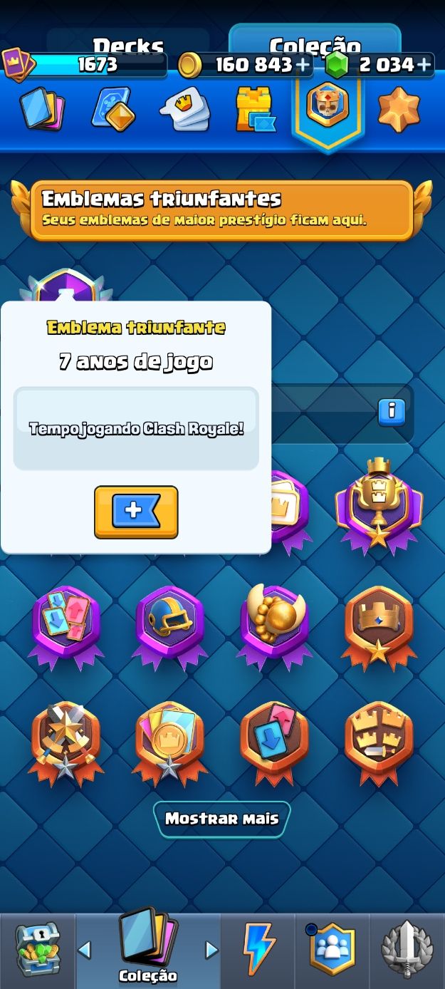 CONTA DE CLASH ROYALE NÍVEL 1673 10.450 TROFÉUS 7 ANOS DE CONTA