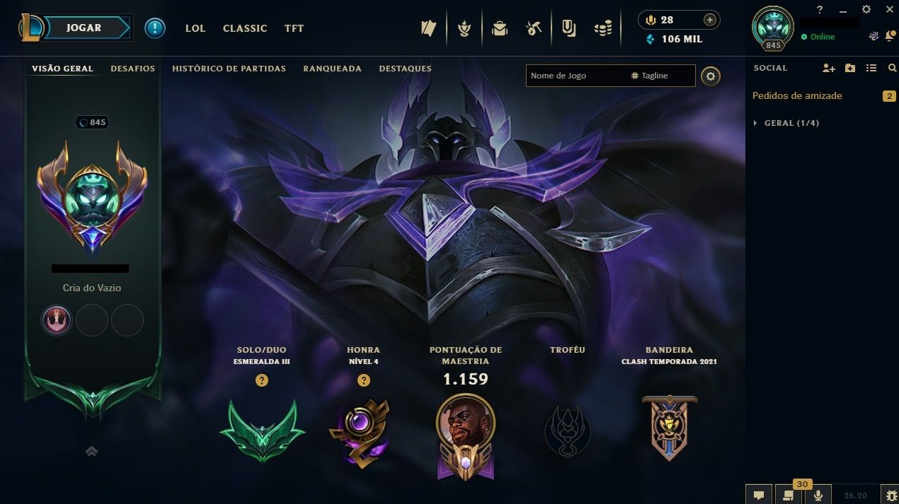 CONTA LOL 544 SKINS + VALORANT | LV 844 | BR