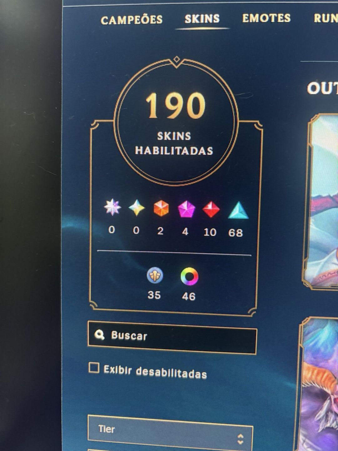 LOL 190 SKINS | 2 ULTIMATE + 4 MÍTICAS | D4 | CONTA 14 ANOS | ÚNICO DONO