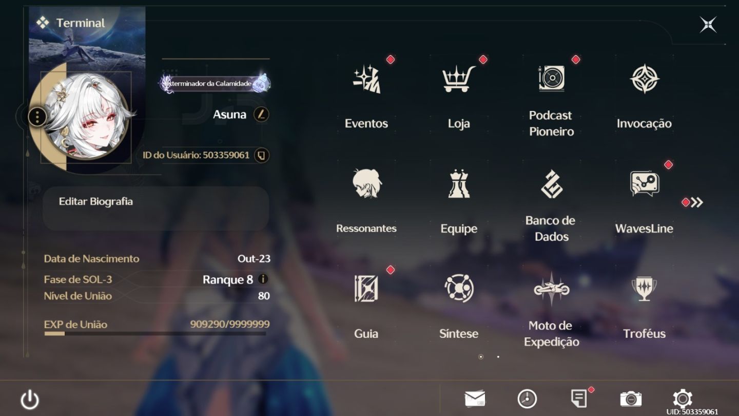 CONTA WUTHERING WAVES COM VÁRIOS PERSONAGENS/ LV80 DE CONTA/ +80% EXPLORADO