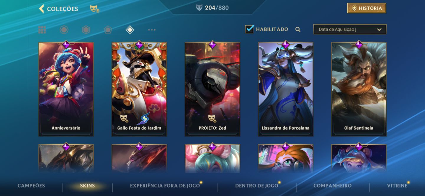 Conta antiga com vários itens e ícones! Rankeds gm em quase tudo, 1 challenger