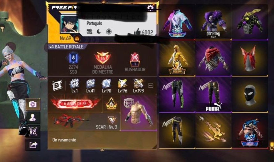 Minha conta de Free Fire gemada