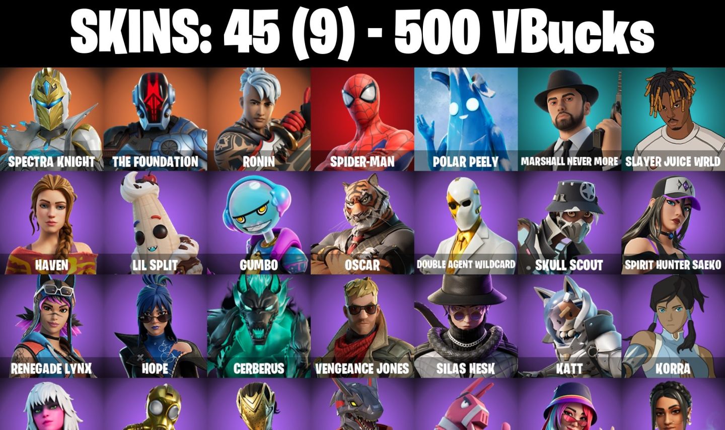 Conta Fortnite com Polar Peely | Marshall Never More | Slayer Juice e 45 Skins