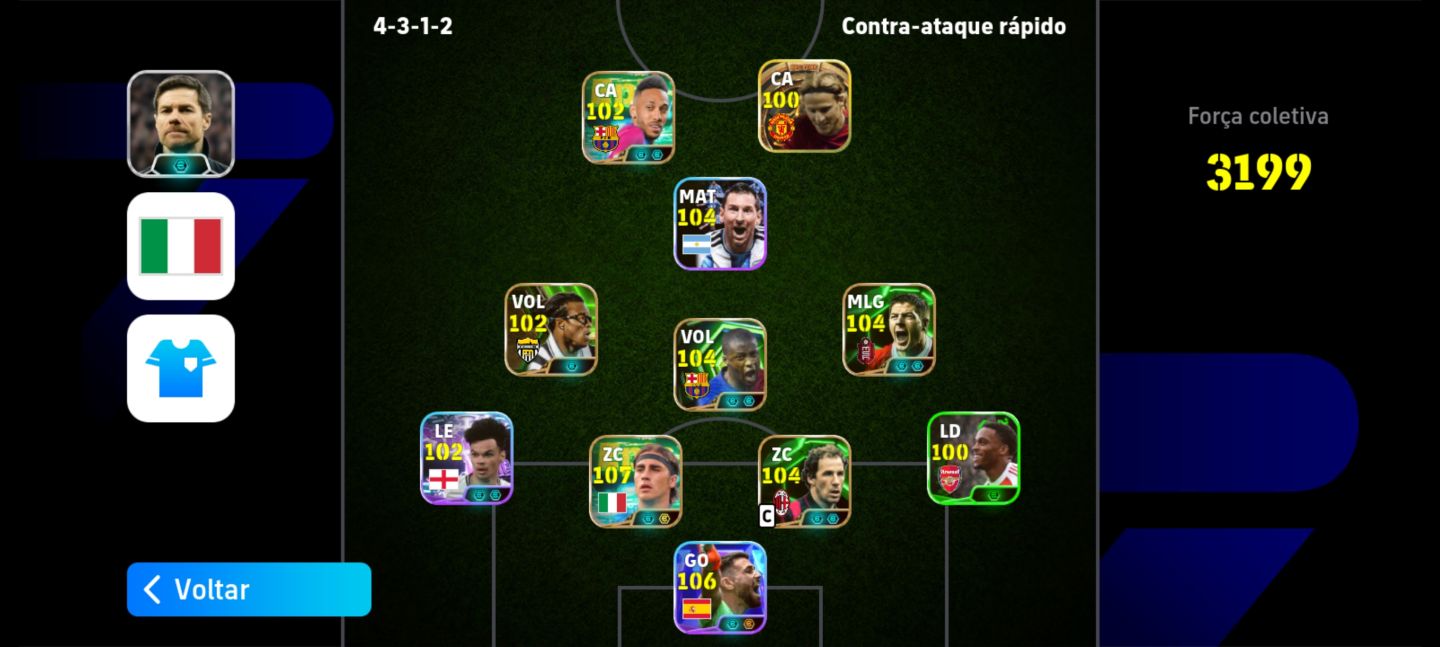 CONTA eFOOTBALL MOBILE , Yaya Touré 105, Cannavaro 107, Unai Simón 106