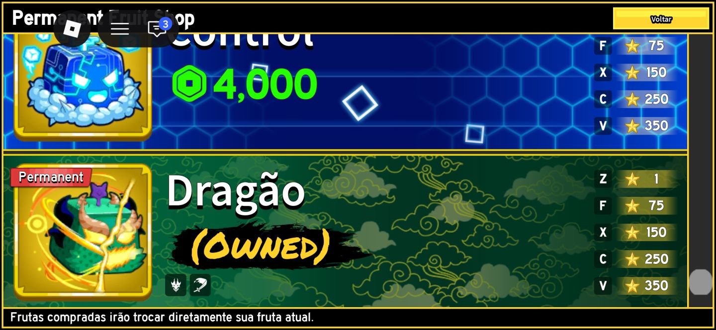 CONTA END GAME BLOX FRUITS COM DRAGON PERM E KIT PERM