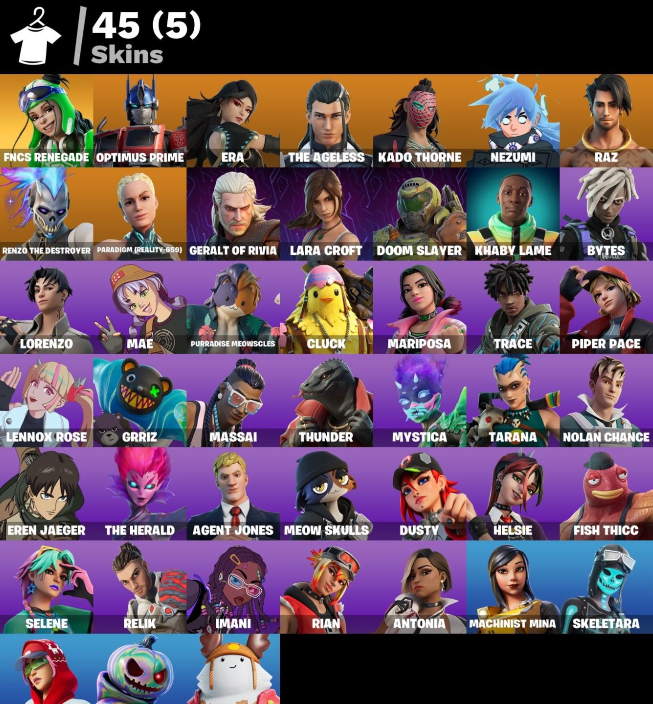 Conta Fortnite 45 SKINS/FNCS RENEGADE RAIDER/MACHADO LEON'S COMBAT RESIDENT EVIL
