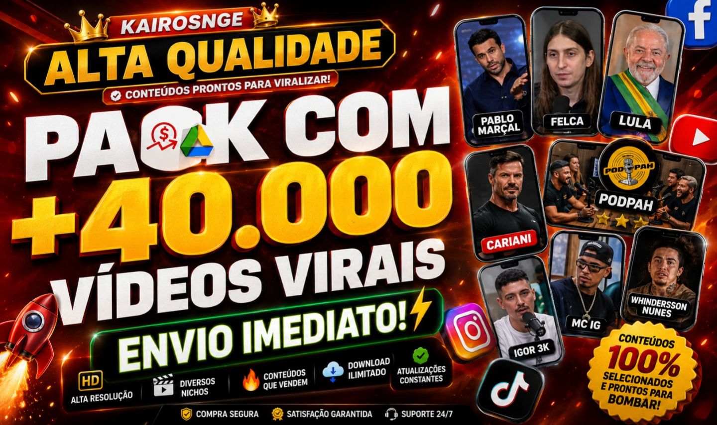 [BARATO] PACK CORTES VIRAIS! +40.000 VÍDEOS PRONTOS PARA POSTAR (+BRINDE)