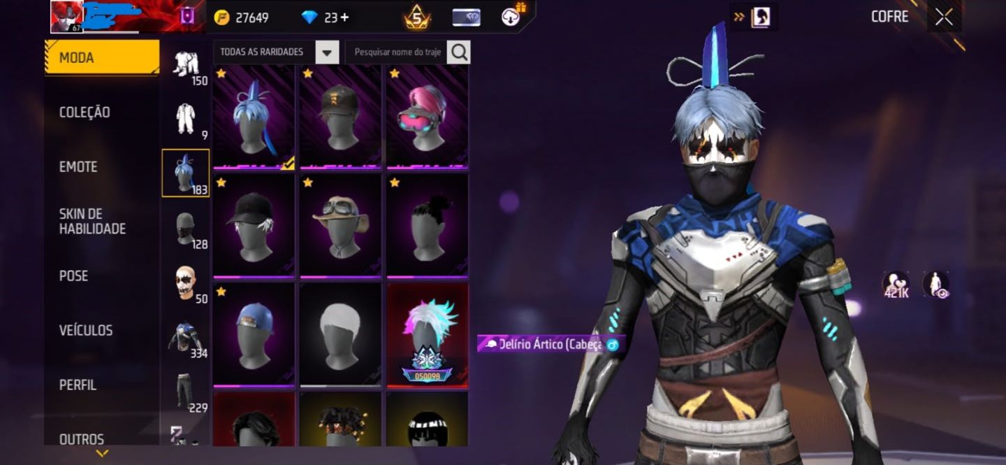 Conta Free Fire com Conjuntos Raros, Skins Exclusivas e Calças Angelicais top!