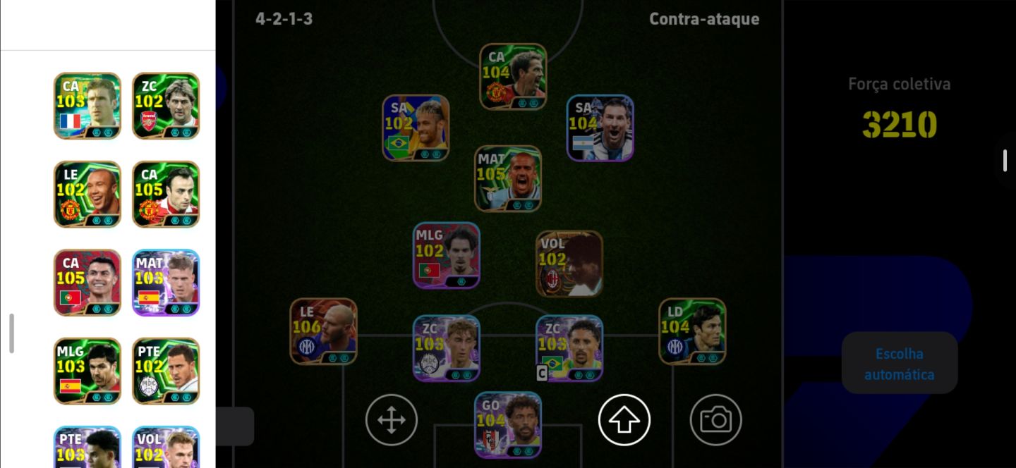 EFootball 2026 Mobile | Conta Forte 3210 de Força Coletiva Messi, Neymar, cr7