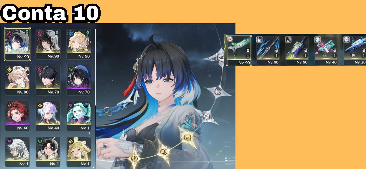 Contas de Wuwa Yangyang Xuanling S3R1, Lynae R1, Hiyuki S1R1 e mais