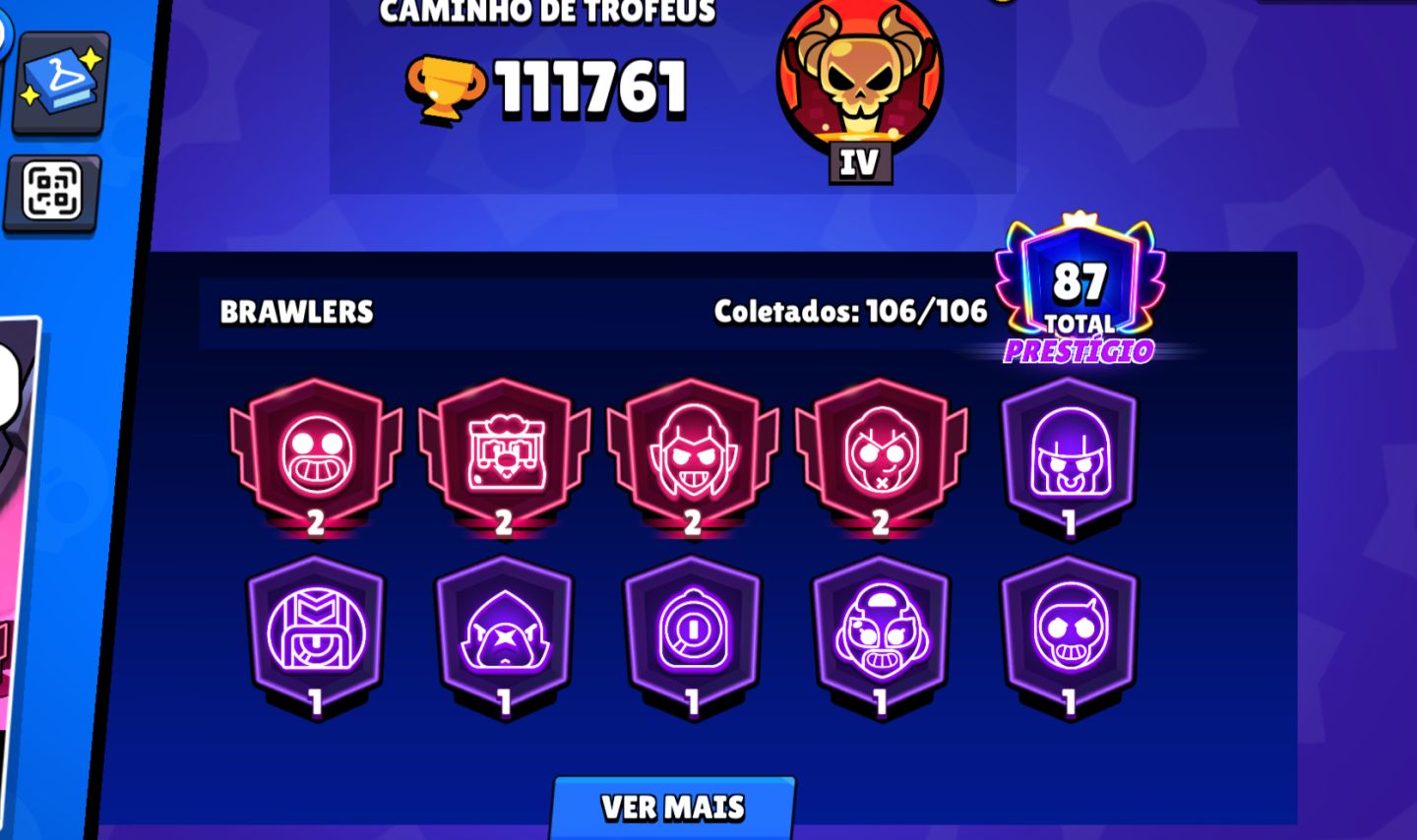 Conta de braw stars com mais de 100k de troféus