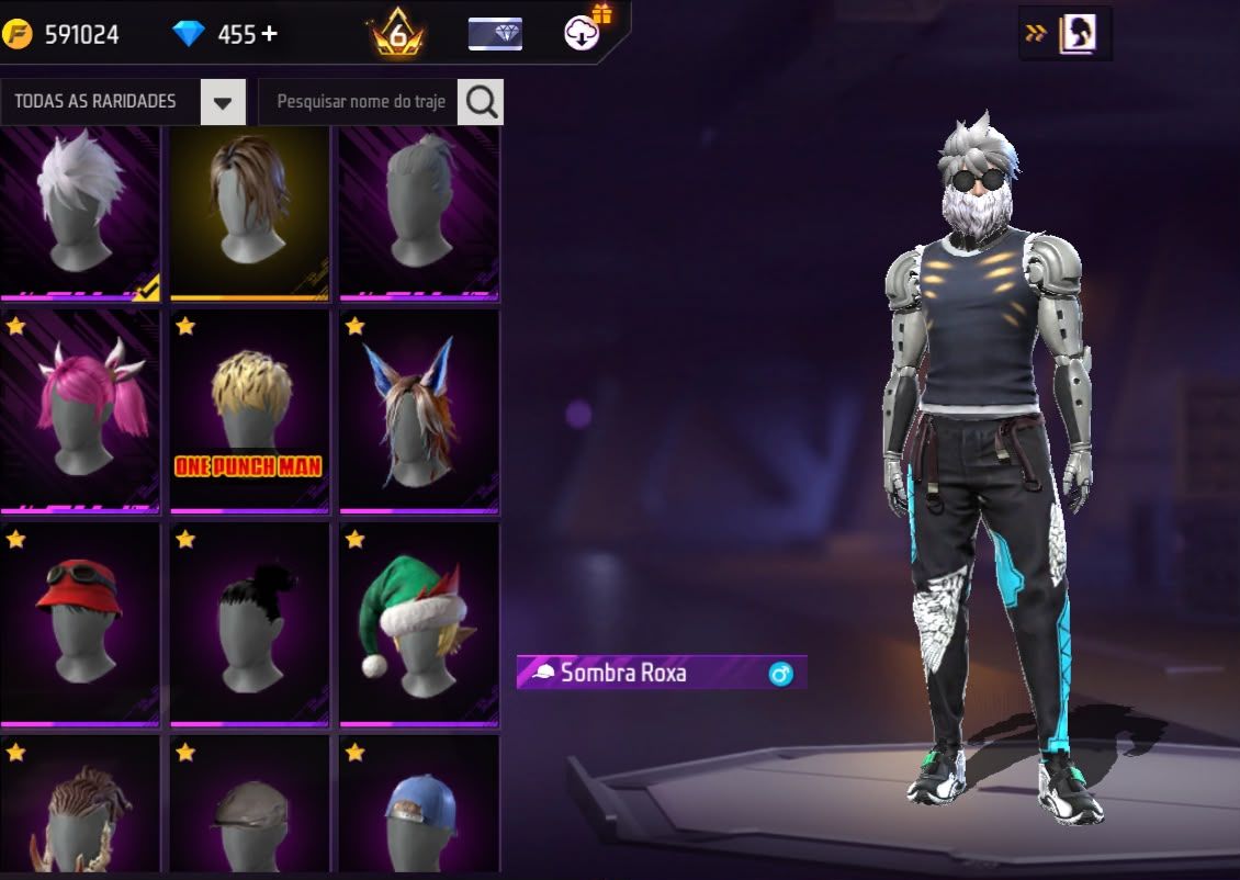 Conta free fire gemada com bandeirao mandela angelical barbinha punho passe raro