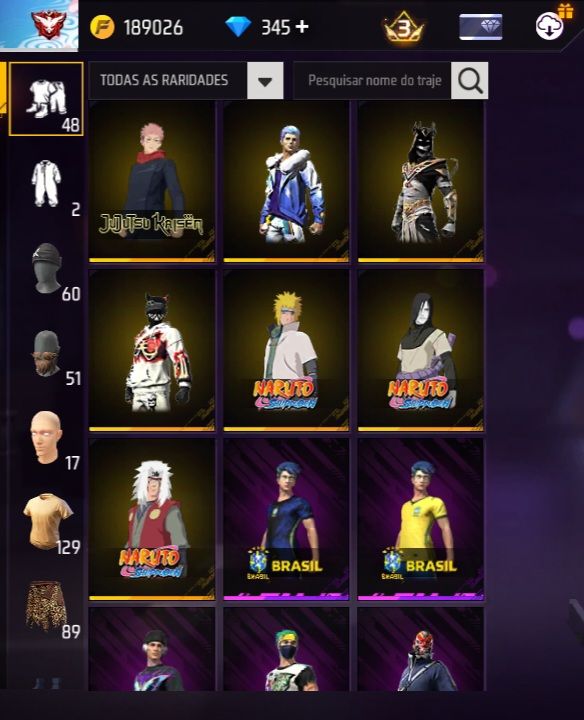 Conta de Free fire + 345 dimas