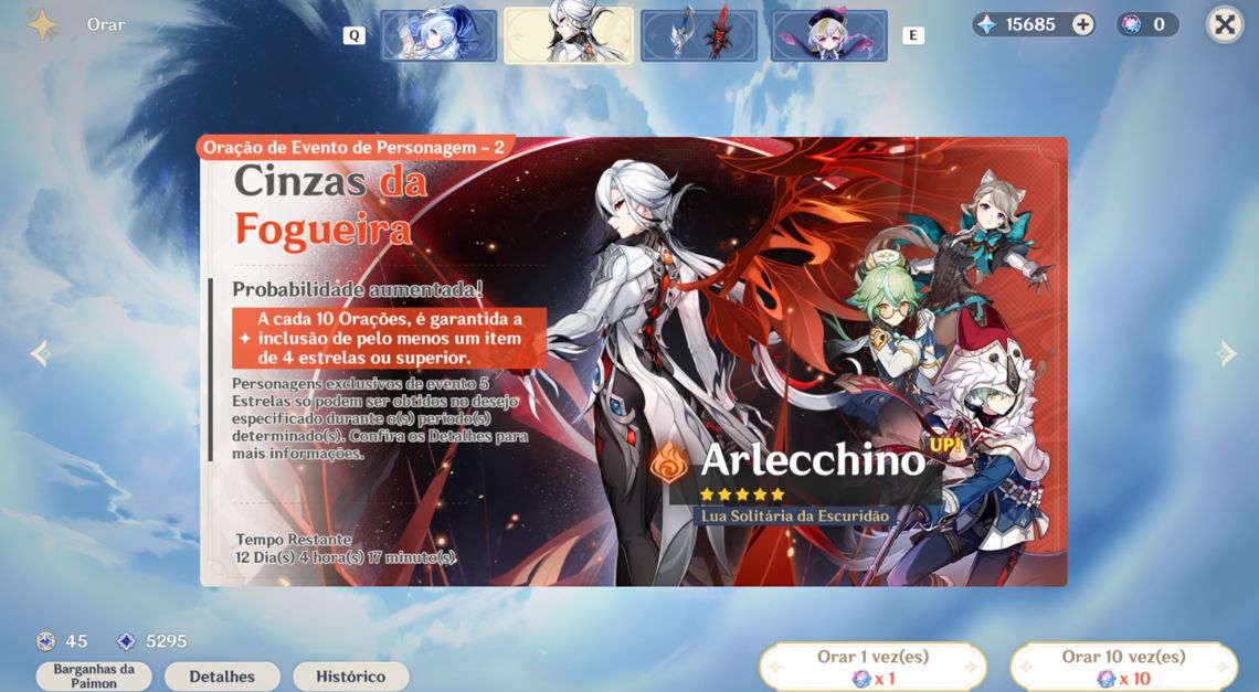 Conta Reroll: Arlecchino C3 + Assinatura, QIQI, KEQING