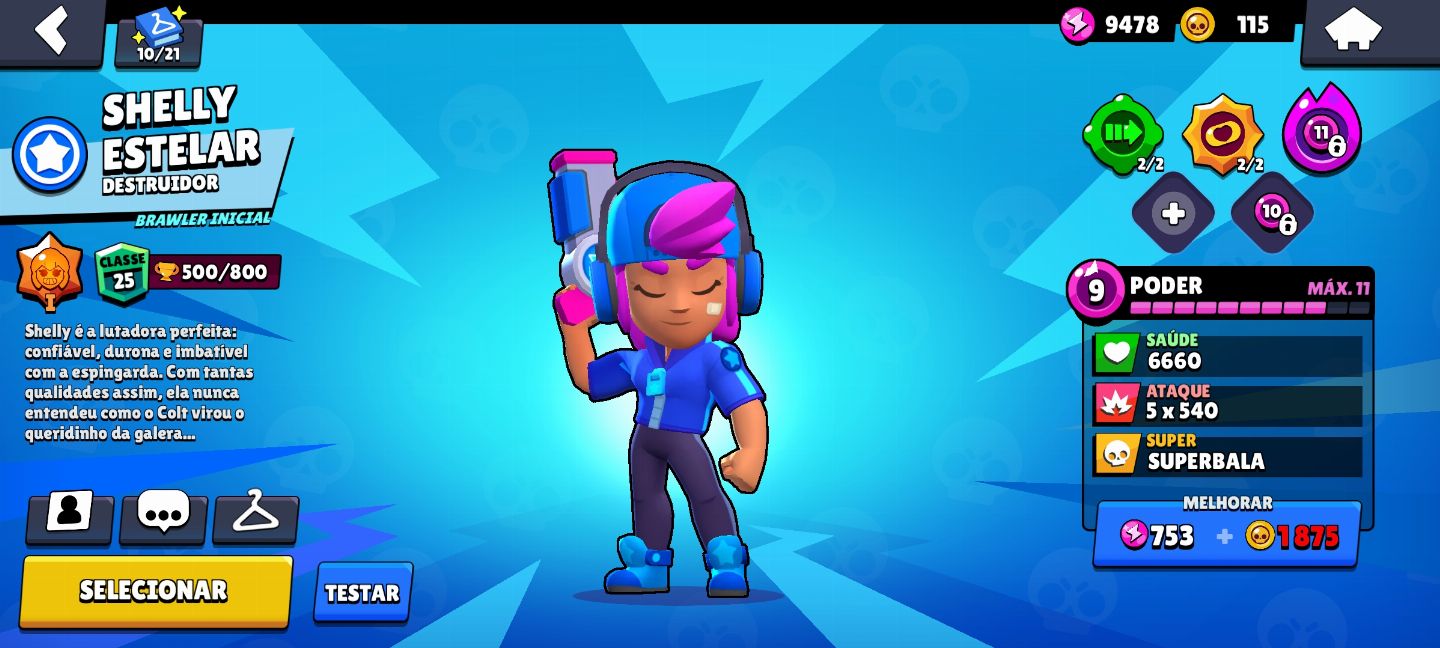 Super conta Brawl start com skin da Shelly estelar e muitos Brawl pass