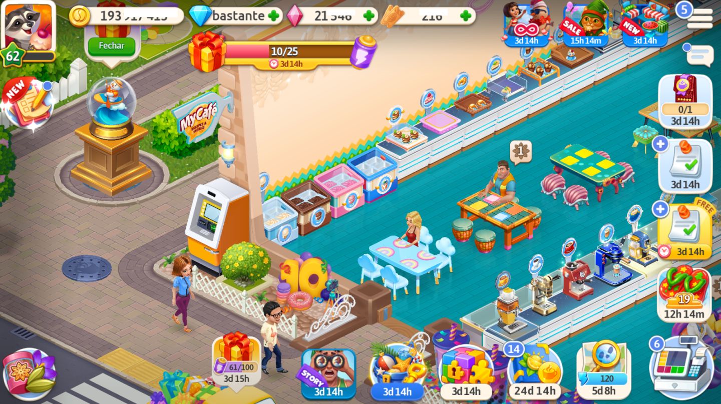 Conta My Cafe Level 62 - VIP 3 - Diamantes Infinitos