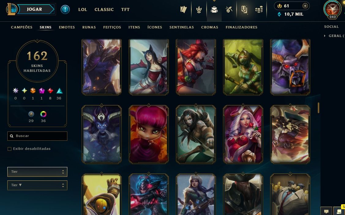 Full Acesso - 162 Skins - Todos Campeões - Level 242 - Season 2