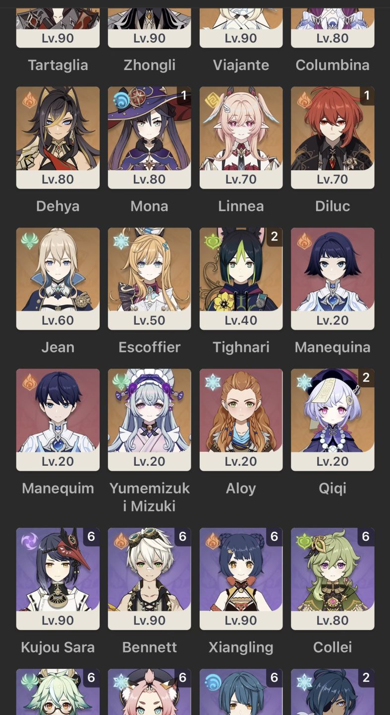 End game, Conta de 2020, Raiden c2 + bis, Furina c1 + bis, lohen, durin, columbi