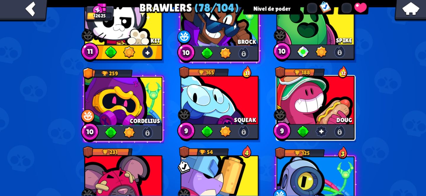Conta de brawl 12 k de trofeus e 78 brawlers 17 hiper