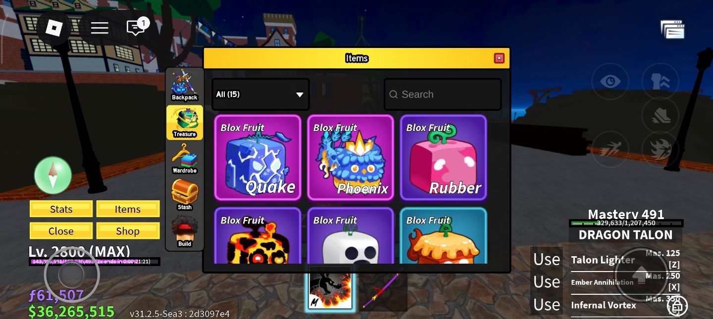 Blox Fruits LVL MAX 2800 | YAMA + SABER | 36M BELI | 61K FRAGS| ITENS RAROS B001