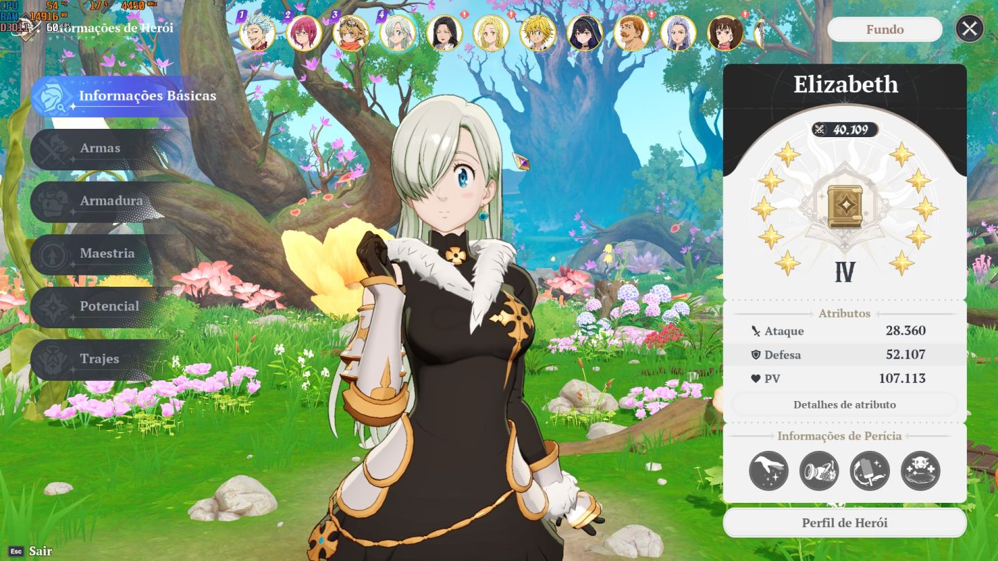 Conta com Merlin P10, Ban P10, Elizabeth P10, Todos SSRs , 7DS ORIGIN