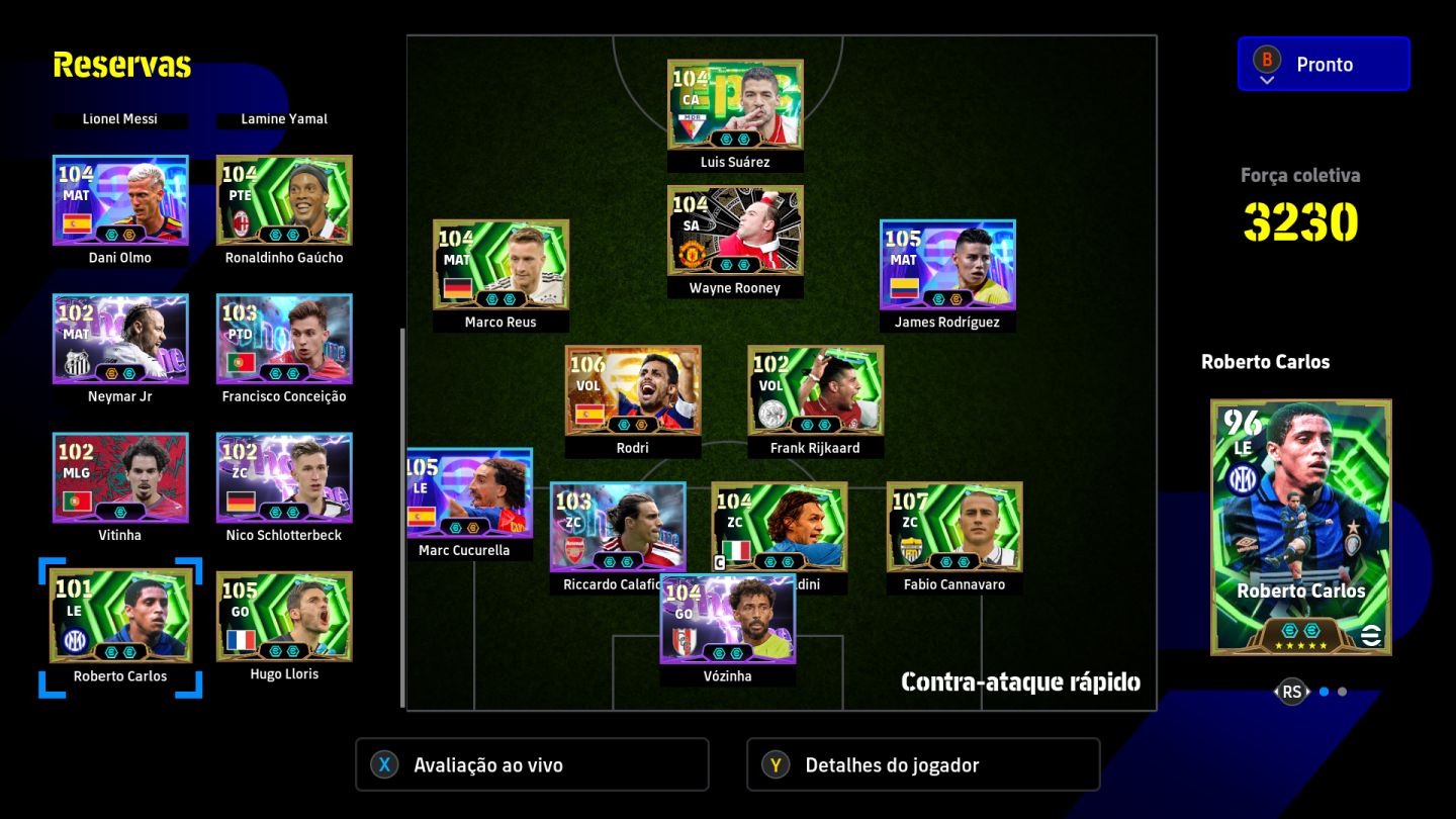 Conta Efootball Steam Rodri big time e James Rodriguez blitz