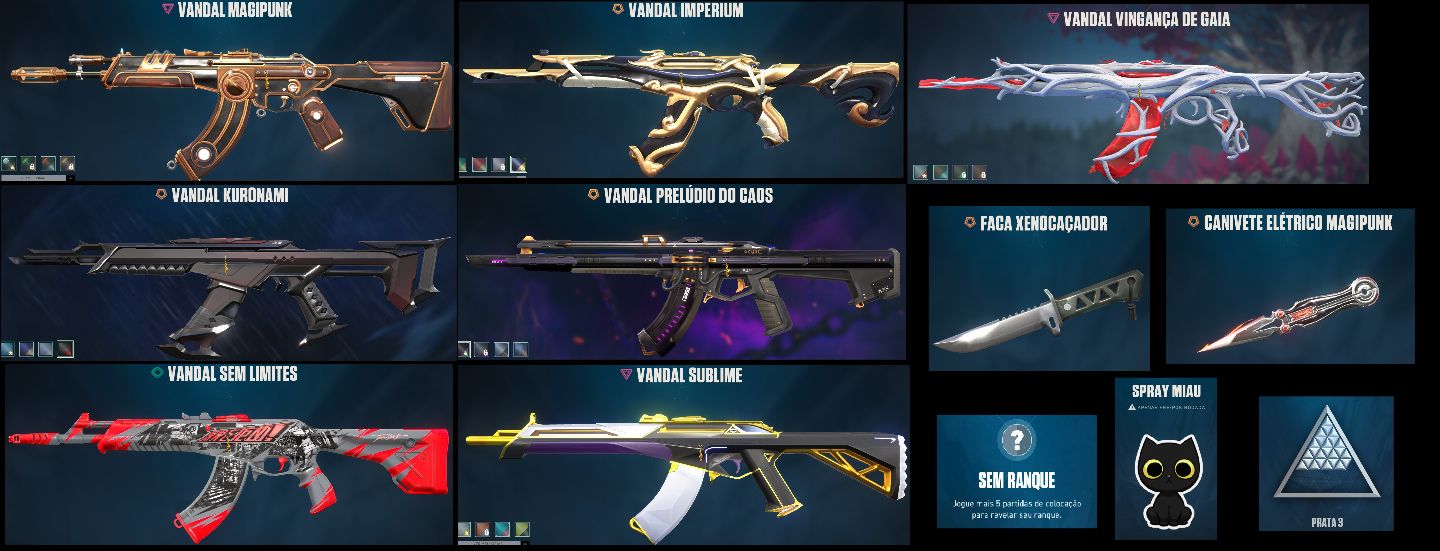 Conta Valorant, sem elo, varias skins