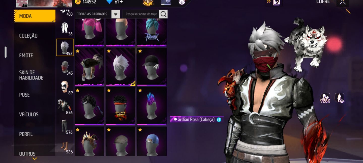 CONTA FREE FIRE GEMADA PRIME 8 / FULL RAGNAROK, FULL STREET FIGHTER E MUITO +
