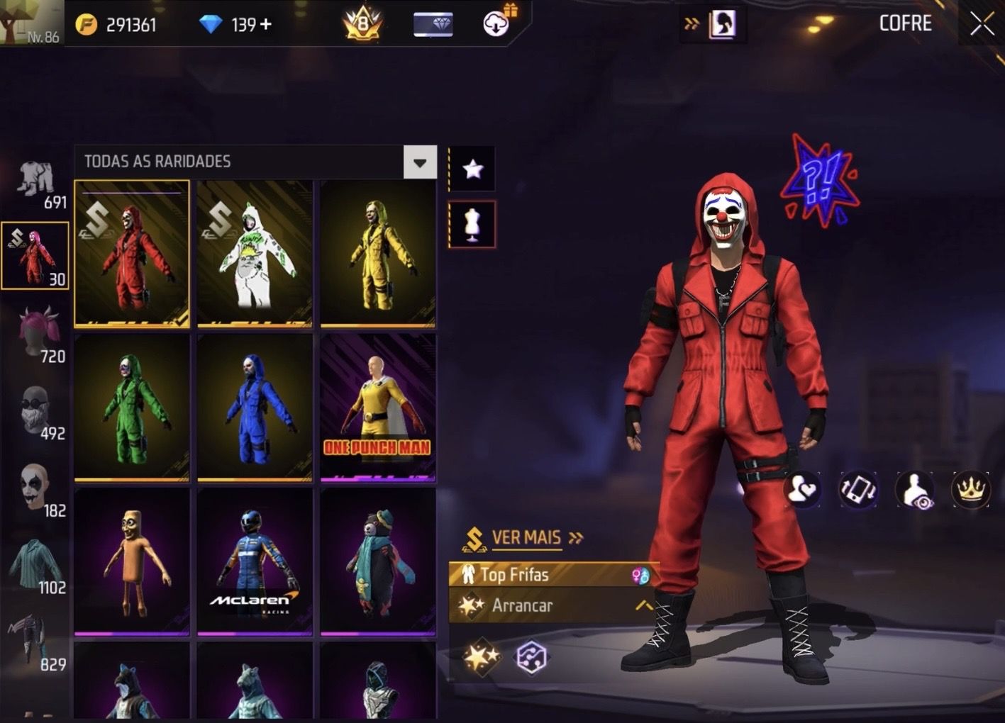CONTA FREE FIRE +1000 peitorais E + de 15 mil reais gastos EXTREMAMENTE GEMADA
