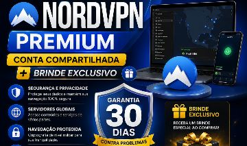 NORDVPN PREMIUM (CONTA COMPARTILHADA) +3 BRINDE EXCLUSIVO