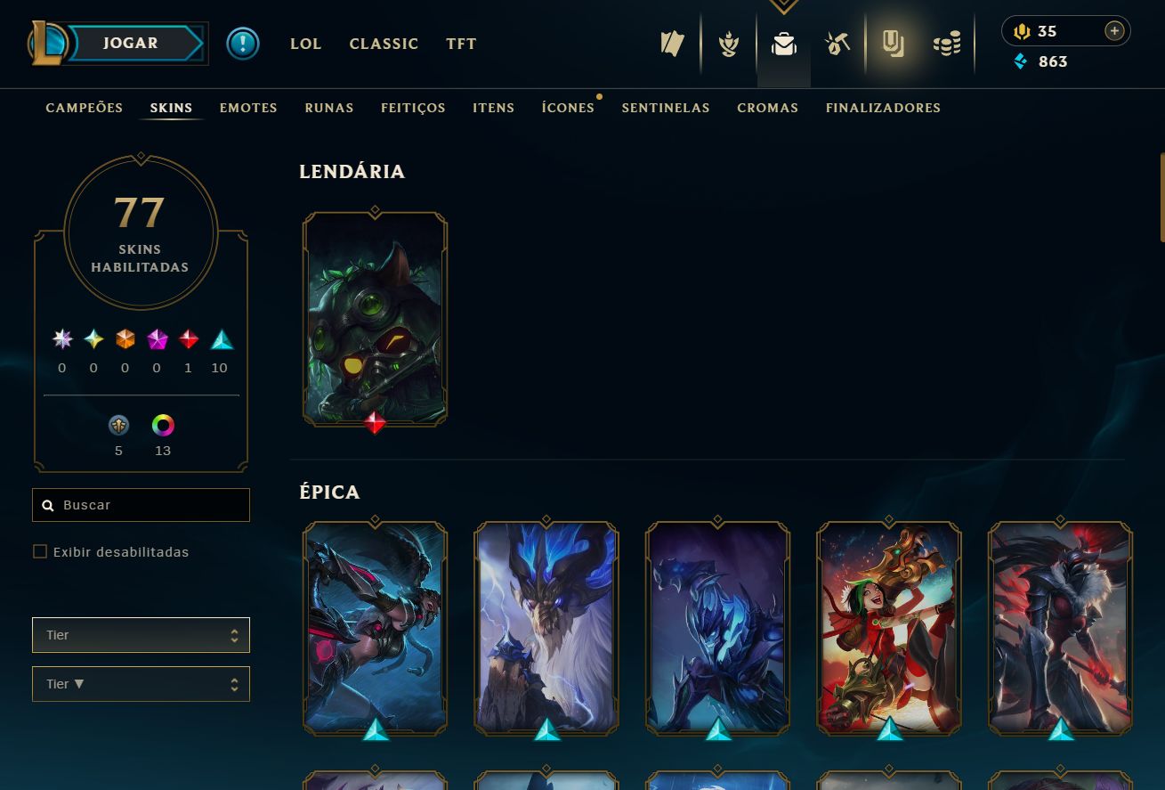 [ACESSO IMEDIATO] Ouro IV 60pdl 1/0 em MD5 77 Skins